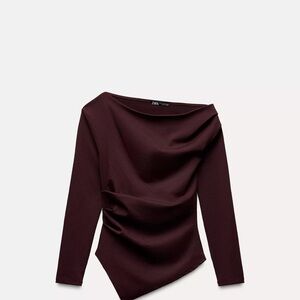 Zara Burgundy Asymmetrical Top